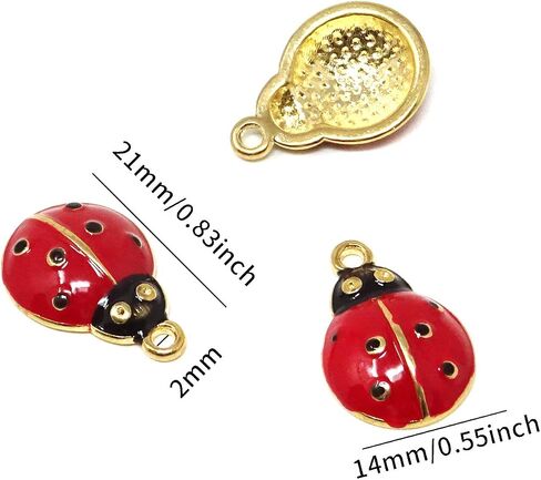 Honbay 10PCS Enamel Alloy Cute Ladybug Insects Charms Pendant for Earrings Bracelets Necklaces Jewelry Making and DIY Crafts in Kuwait