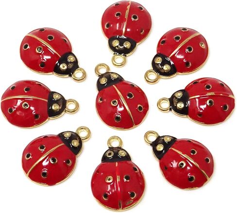 Honbay 10PCS Enamel Alloy Cute Ladybug Insects Charms Pendant for Earrings Bracelets Necklaces Jewelry Making and DIY Crafts in Kuwait