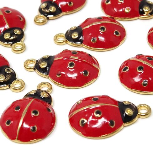 Honbay 10PCS Enamel Alloy Cute Ladybug Insects Charms Pendant for Earrings Bracelets Necklaces Jewelry Making and DIY Crafts in Kuwait