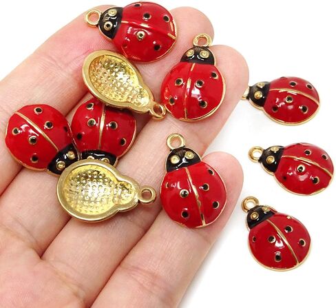 Honbay 10PCS Enamel Alloy Cute Ladybug Insects Charms Pendant for Earrings Bracelets Necklaces Jewelry Making and DIY Crafts in Kuwait