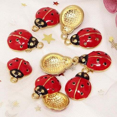 Honbay 10PCS Enamel Alloy Cute Ladybug Insects Charms Pendant for Earrings Bracelets Necklaces Jewelry Making and DIY Crafts in Kuwait