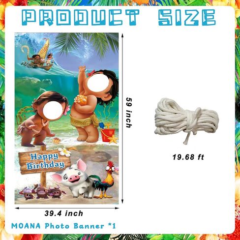 لافتة باب لصور موانا لتزيين حفلات موانا، لافتة كبيرة من القماش لتصوير الوجه من أجل مستلزمات الحفلات المفضلة لموضوع موانا in Kuwait