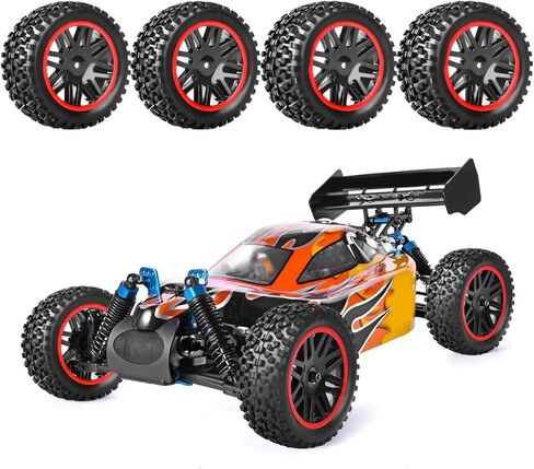 مجموعة إطارات وعجلات HobbyPark 12 مم سداسية مسبقة اللصق 1/10 RC مجمعة، بطول 3.46 بوصة (88 مم) لطرازات Traxxas Bandit VXL Losi Redcat Wltoys 144001 تناسب محرك بدون فرشاة 2S 3S in Saudi Arabia