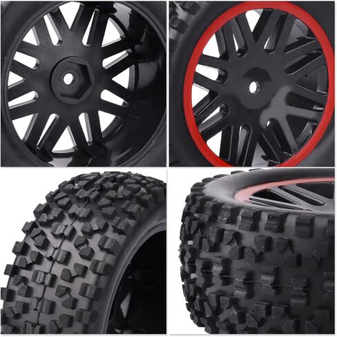 مجموعة إطارات وعجلات HobbyPark 12 مم سداسية مسبقة اللصق 1/10 RC مجمعة، بطول 3.46 بوصة (88 مم) لطرازات Traxxas Bandit VXL Losi Redcat Wltoys 144001 تناسب محرك بدون فرشاة 2S 3S in Saudi Arabia