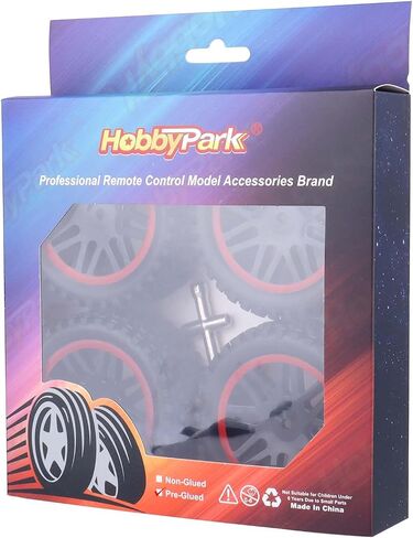 مجموعة إطارات وعجلات HobbyPark 12 مم سداسية مسبقة اللصق 1/10 RC مجمعة، بطول 3.46 بوصة (88 مم) لطرازات Traxxas Bandit VXL Losi Redcat Wltoys 144001 تناسب محرك بدون فرشاة 2S 3S in Saudi Arabia