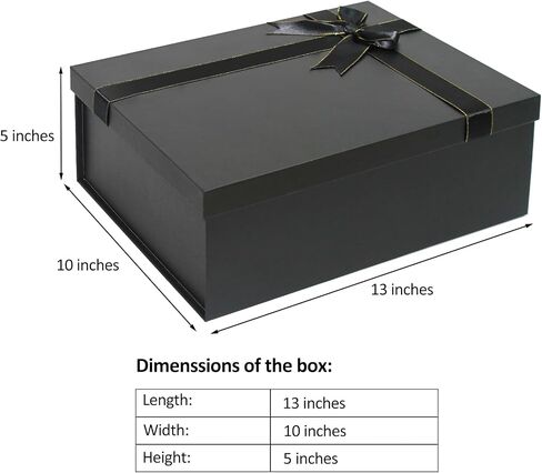 Giftilious Black Gift Boxes with Lids for Presents 13"x10"x5" Large Gift Boxes, Black Boxes for Gifts, Sturdy Gift Boxes with Ribbon for Christmas, Valentines Day, Birthdays, Groomsmen Proposal,etc in Saudi Arabia