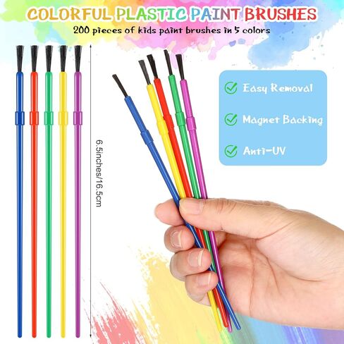 مجموعة فرش طلاء بلاستيكية للاطفال من 200 قطعة، فرش طلاء صغيرة، فرش طلاء بالوان مائية، فرش طلاء لمستلزمات حفلات الاطفال، لوازم الفصول المدرسية، الرسم الجماعي، الحرف اليدوية in Kuwait