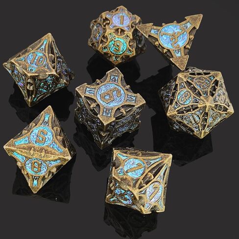 DND Metal Dice Set D&D RPG Apply to Dungeons and Dragons MTG D20 Polyhedral Dice Gifts Pathfinder Role Playing Accessories Table Games Black Storage Bag-Black Nickel Green in Kuwait