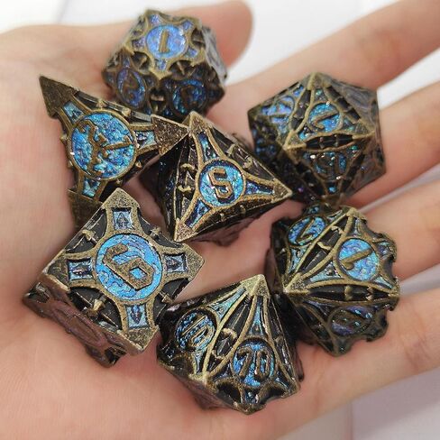 DND Metal Dice Set D&D RPG Apply to Dungeons and Dragons MTG D20 Polyhedral Dice Gifts Pathfinder Role Playing Accessories Table Games Black Storage Bag-Black Nickel Green in Kuwait