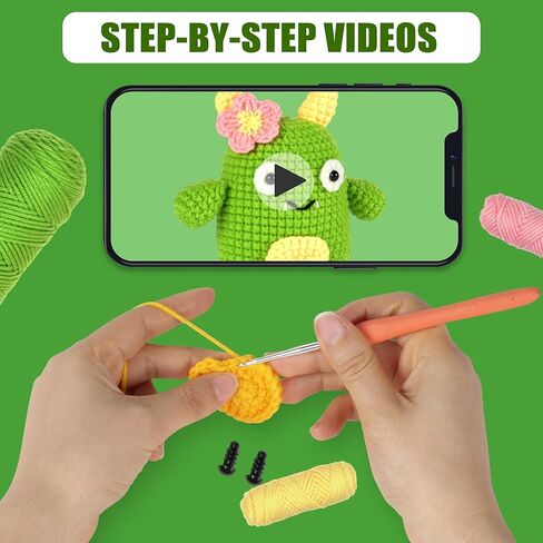 مجموعة صنكسينر كروشيه للمبتدئين، مجموعة كروشيه للمبتدئين للبالغين والأطفال، حياكة كروشيه الكل في واحد DIY مع خيوط كروشيه سهلة، ودروس فيديو خطوة بخطوة in Kuwait