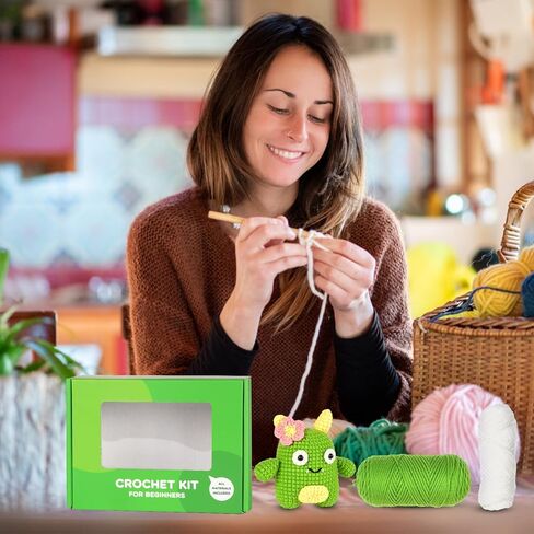 مجموعة صنكسينر كروشيه للمبتدئين، مجموعة كروشيه للمبتدئين للبالغين والأطفال، حياكة كروشيه الكل في واحد DIY مع خيوط كروشيه سهلة، ودروس فيديو خطوة بخطوة in Kuwait