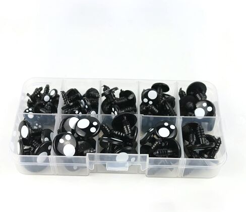 ccHuDE 100 Pcs Black Safety Eyes Craft Eyes with Washers Assorted Size for Doll Teddy Bear Making Stuffed Animal in Saudi Arabia