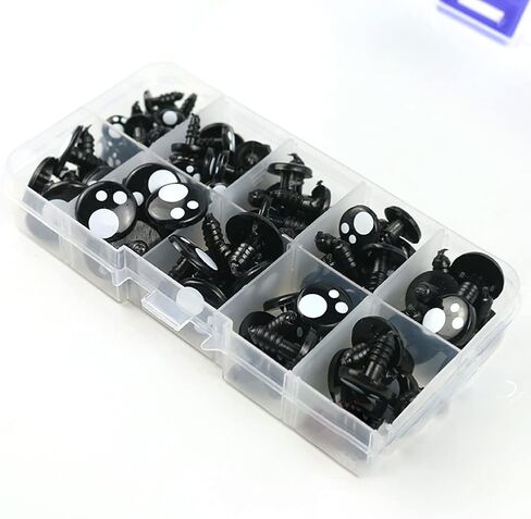 ccHuDE 100 Pcs Black Safety Eyes Craft Eyes with Washers Assorted Size for Doll Teddy Bear Making Stuffed Animal in Saudi Arabia
