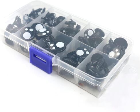 ccHuDE 100 Pcs Black Safety Eyes Craft Eyes with Washers Assorted Size for Doll Teddy Bear Making Stuffed Animal in Saudi Arabia