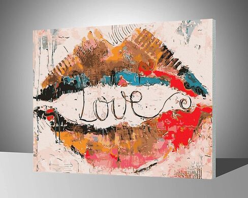 طلاء LukFun بالأرقام للبالغين، طلاء زيتي DIY حسب مجموعة الأرقام - شفاه ملونة 16 × 20 بوصة (حب، بدون إطار) in Kuwait