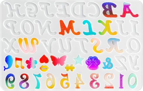 46 نمطًا 224 قطعة من قوالب الراتنج الأبجدية، مجموعة قوالب السيليكون لسلسلة المفاتيح ذات الحروف المعكوسة، مجموعة صب الإيبوكسي لهدايا الزينة التي تصنعها بنفسك مع مثقاب يدوي واحد و2 لقمة ثقب و60 حلقة مفاتيح و80 دبوسًا لولبيًا و80 حلقة قفز in Kuwait