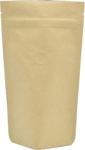 Light Kraft Paper Stand up Zipper Pouch for Coffee Bean with Degassing One Way Valve(25pcs) (4oz/120g) in Saudi Arabia