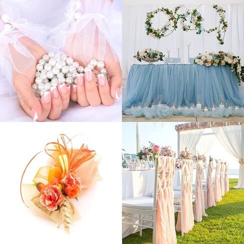 Tulle Rolls, 6 Inch Tulle Fabric Spool/Roll,Wedding Tulle Fabric Bolt Spool for Tutu Skirt Crafting Favors Pew Bow Party Decorations (6“ x 100 Yards, White) in Kuwait