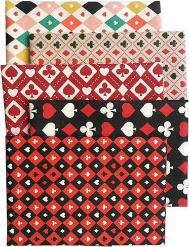 Mililanyo 5 قطع 18x22 بوصة نمط البوكر نسيج القطن أحمر أسود اللون الدهون الربع حزم خليط أنماط مطبوعة الخياطة خليط Precut النسيج DIY Artcraft in Kuwait