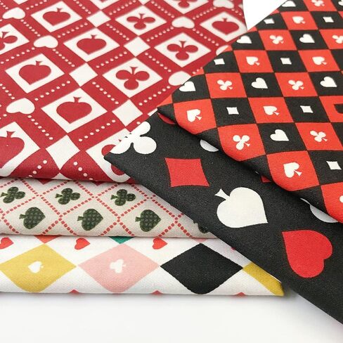 Mililanyo 5 قطع 18x22 بوصة نمط البوكر نسيج القطن أحمر أسود اللون الدهون الربع حزم خليط أنماط مطبوعة الخياطة خليط Precut النسيج DIY Artcraft in Kuwait