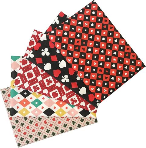 Mililanyo 5 قطع 18x22 بوصة نمط البوكر نسيج القطن أحمر أسود اللون الدهون الربع حزم خليط أنماط مطبوعة الخياطة خليط Precut النسيج DIY Artcraft in Kuwait