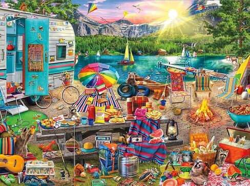 Buffalo Games - Aimee Stewart - The Family Campsite - 1000 Piece Jigsaw Puzzle , Blue in Saudi Arabia