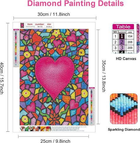 NAIMOER DIY 5D Diamond Painting Kits Heart for Adults, Love Diamond Painting Kits Round Full Drill Diamond Art Kits Heart Diamond Picture Arts Craft for Home Wall Art Decor 11.8x15.8 inch in Saudi Arabia