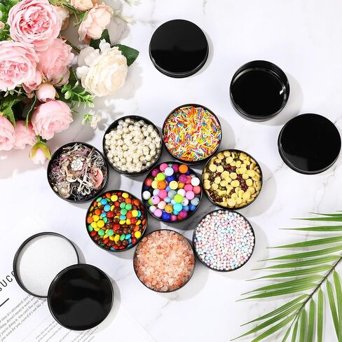 48 قطعة من علب الألومنيوم المستديرة من بيلوبي بوزن 118 مل مع أغطية لولبية، علب بلسم الشفاه المعدنية الفارغة لتخزين عبوات القصدير لتوابل الحلوى والمجوهرات ومستلزمات السفر (أسود) in Kuwait