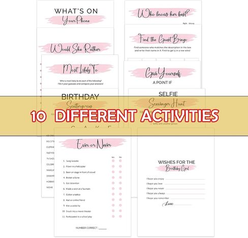 UreGifta 10 Teen Birthday Party Games for Her, Girls Birthday Games Bundle for 20 Guests, Sweet 16 Party Games, Teenager Bday Party Supplies in Saudi Arabia