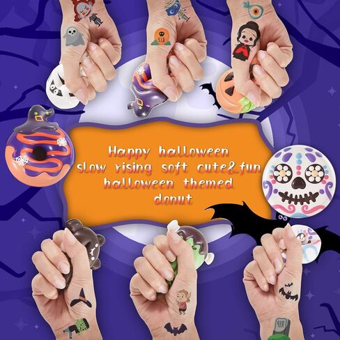 amiao 6 حزمة هالوين دونات squishies اللعب بطيئة ارتفاع kawaii لينة الجدة اللعب اسفنجي، ضغط اللعب للفتيات الفتيان الأطفال البالغين هدايا تخفيف التوتر in Saudi Arabia