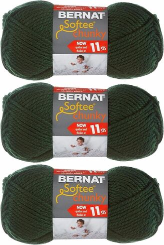 حزمة خيوط مكتنزة من Bernat Softee Super Bulky 6، 3 أزواج أخضر داكن 28237 in Kuwait