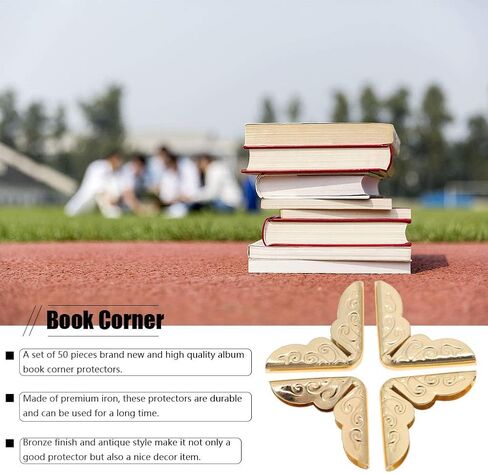 Metal Book Corners, Book Corner Protector, Iron Corner Protector, Vintage Corner Protector, 50pcs Corner Protectors for Scrapebooking Vintage Photo Album Diary(C086 Green Bronze) in Saudi Arabia