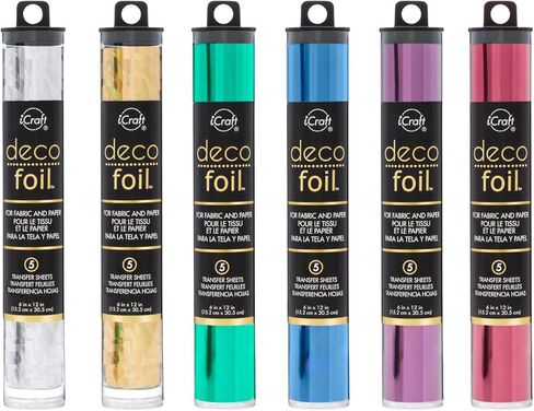 رقائق ديكو - أوراق النقل - ألوان 2018 - زجاج فضي محطم، زجاج ذهبي محطم، اليشم، الدنيم، البرقوق والكرز البري - حزمة من 6 عبوات in Kuwait