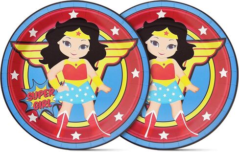 Valentina Buck 24 counts Party Plates for Wonder Plates Birthday Plate 9 Inch, Cake Paper Dessert Set Birthday Party Supplies Decorations in Kuwait