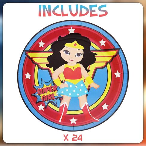 Valentina Buck 24 counts Party Plates for Wonder Plates Birthday Plate 9 Inch, Cake Paper Dessert Set Birthday Party Supplies Decorations in Kuwait