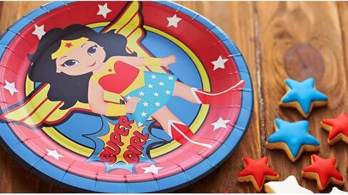 Valentina Buck 24 counts Party Plates for Wonder Plates Birthday Plate 9 Inch, Cake Paper Dessert Set Birthday Party Supplies Decorations in Kuwait