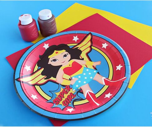 Valentina Buck 24 counts Party Plates for Wonder Plates Birthday Plate 9 Inch, Cake Paper Dessert Set Birthday Party Supplies Decorations in Kuwait