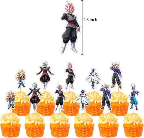 50 قطعة من ديكورات حفلات انيمي دراجون بول، لافتة حفلات انيمي دراغون بول، بالون سوبر سايان من الفويل، بالون لاتكس، زينة كب كيك وزينة كيك، لوازم حفلات جوكو للاطفال in Kuwait