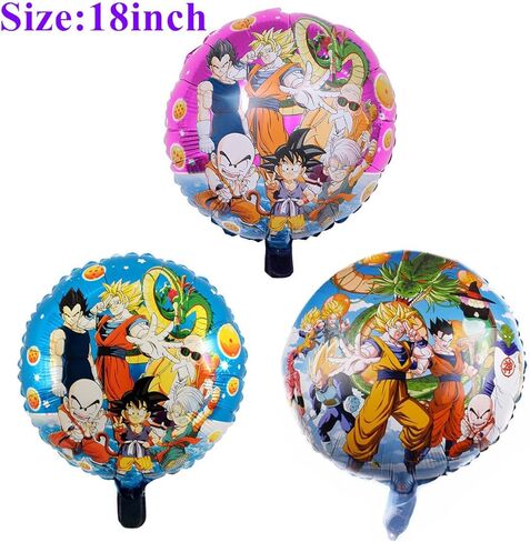 50 قطعة من ديكورات حفلات انيمي دراجون بول، لافتة حفلات انيمي دراغون بول، بالون سوبر سايان من الفويل، بالون لاتكس، زينة كب كيك وزينة كيك، لوازم حفلات جوكو للاطفال in Kuwait