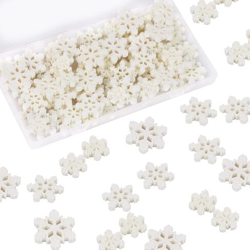 BENBO 80PCS Tiny Resin Snowflakes Embellishment Christmas Decorative Snowflake Decor Small White Snow Shaped Flatback Charms Ornaments with Box, 3 Sizes in Saudi Arabia