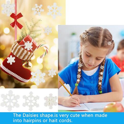 BENBO 80PCS Tiny Resin Snowflakes Embellishment Christmas Decorative Snowflake Decor Small White Snow Shaped Flatback Charms Ornaments with Box, 3 Sizes in Saudi Arabia