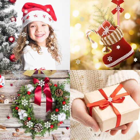 BENBO 80PCS Tiny Resin Snowflakes Embellishment Christmas Decorative Snowflake Decor Small White Snow Shaped Flatback Charms Ornaments with Box, 3 Sizes in Saudi Arabia