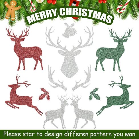 11 Sheets Christmas Heat Transfer Vinyl Glitter Heat Transfer Vinyl 3 Assorted HTV Iron on Vinyl Bundle for Fabrics T-Shirts, Christmas Clothes, 12 x 10 Inch, Red, Silver, Green in Saudi Arabia