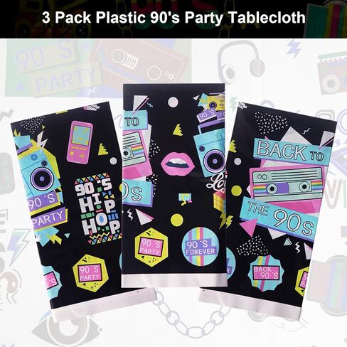 Heliltd 3pcs 90's Party Decorations 90s Plastic Party Table Cover 90s Decorations for Party 90s Table Cloths for Parties 90s Theme Party Decorations 107x54 inch in Saudi Arabia