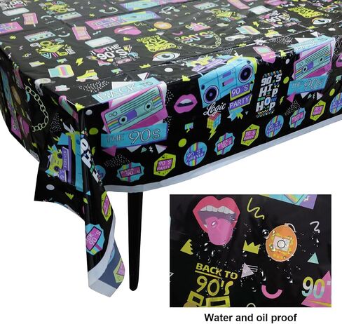 Heliltd 3pcs 90's Party Decorations 90s Plastic Party Table Cover 90s Decorations for Party 90s Table Cloths for Parties 90s Theme Party Decorations 107x54 inch in Saudi Arabia