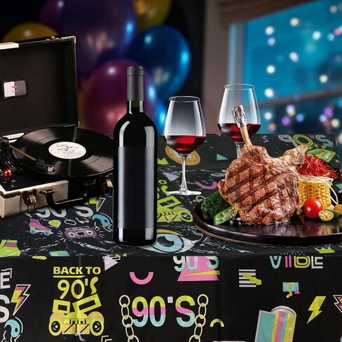 Heliltd 3pcs 90's Party Decorations 90s Plastic Party Table Cover 90s Decorations for Party 90s Table Cloths for Parties 90s Theme Party Decorations 107x54 inch in Saudi Arabia