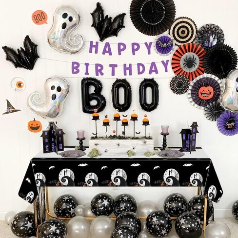 3 قطع من أغطية طاولات حفلات كابوس عيد الميلاد من RenbangUS، أغطية طاولات بلاستيكية لحفلات الهالوين على شكل يقطين جاك، أغطية طاولات بلاستيكية لحفلات الهالوين المخيفة (42.5 × 70.8 بوصة) in Kuwait