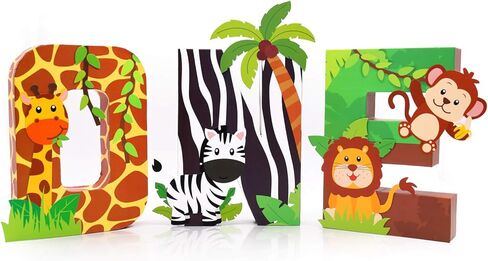 لافتة باحرف واحد بتصميم حيوانات الغابة من سفاري، زينة لعيد الميلاد الاول من الورق، حروف معجونة، دعائم تحطيم الكيك، مجموعة حروف زخرفية قائمة بذاتها لمستلزمات حفلات اعياد الميلاد للاولاد in Kuwait