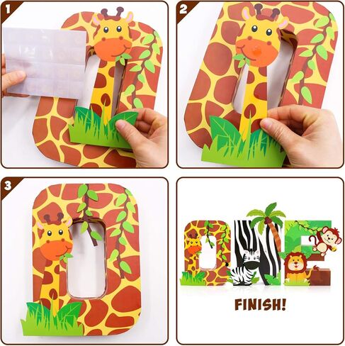 لافتة باحرف واحد بتصميم حيوانات الغابة من سفاري، زينة لعيد الميلاد الاول من الورق، حروف معجونة، دعائم تحطيم الكيك، مجموعة حروف زخرفية قائمة بذاتها لمستلزمات حفلات اعياد الميلاد للاولاد in Kuwait