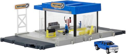Matchbox Action Drivers Matchbox Auto Shop Playset with 1 Matchbox Chevy Silverado, Moving Parts & Figures, Toy for Kids 3 Years Old & Up in Saudi Arabia